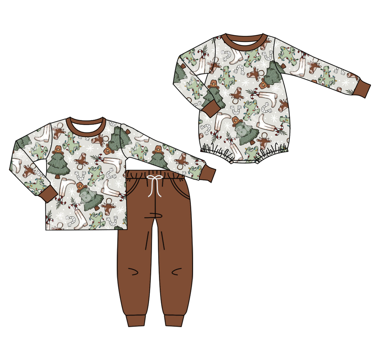 25.7.26 custom each style moq 5eta 4-6week Sibling Sister Christmas baby boy long sleeve pants sets and rompers match family design