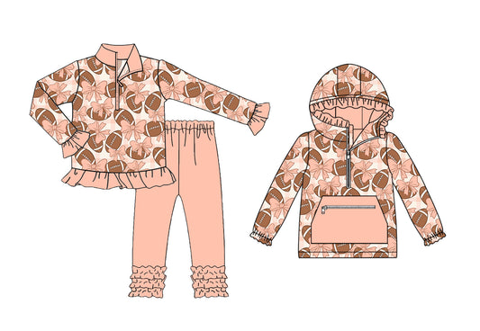 25.8.28 custom each style moq 5eta 4-6week Sibling Sisters rugby bow baby girl long sleeve pants sets and top match family design