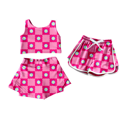 4.11 custom each style moq 5eta 4-6week Sibling Sister floral baby girls clothes Short sleeve yoga dress and shorts match family design