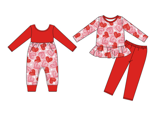 25.9.9 custom each style moq 5eta 4-6week Sibling Sisters love baby girl clothes long sleeve pants sets and romper match family design