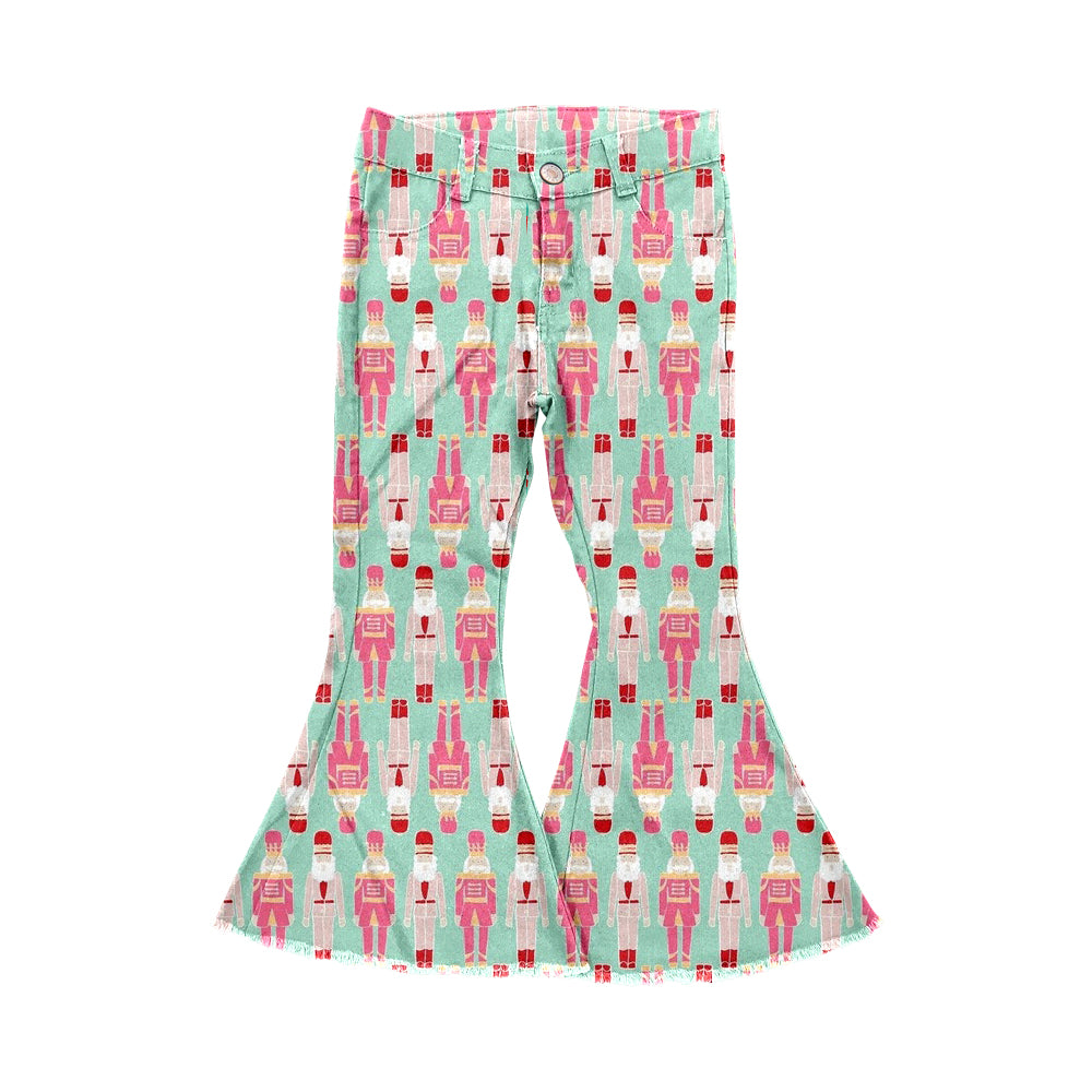6.5 custom each style moq 5eta 4-6week baby girl clothes Christmas King Soldier girl bell bottom pant jeans pant