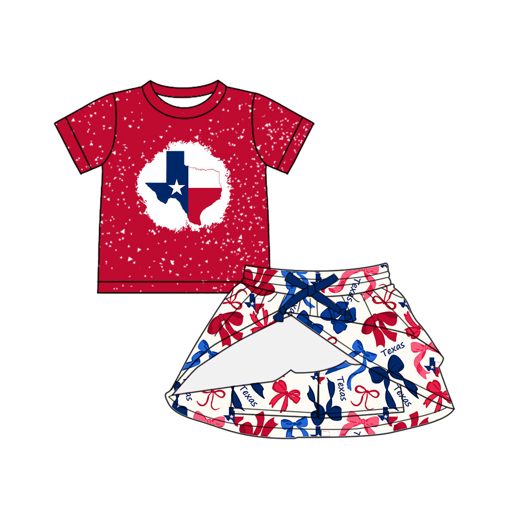 Custom moq 5 mix sizes summer teams baby girls clothes team red short sleeve skirts shorts sets dress 1 and dress 2 and dress 3 and dress 4-25.5.16