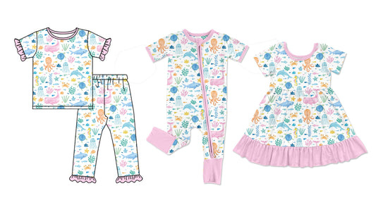 25.12.15 custom each style moq 5 eta 6-8week Sibling Sisters baby girl short sleeve pants sets and dress and rompers match family design