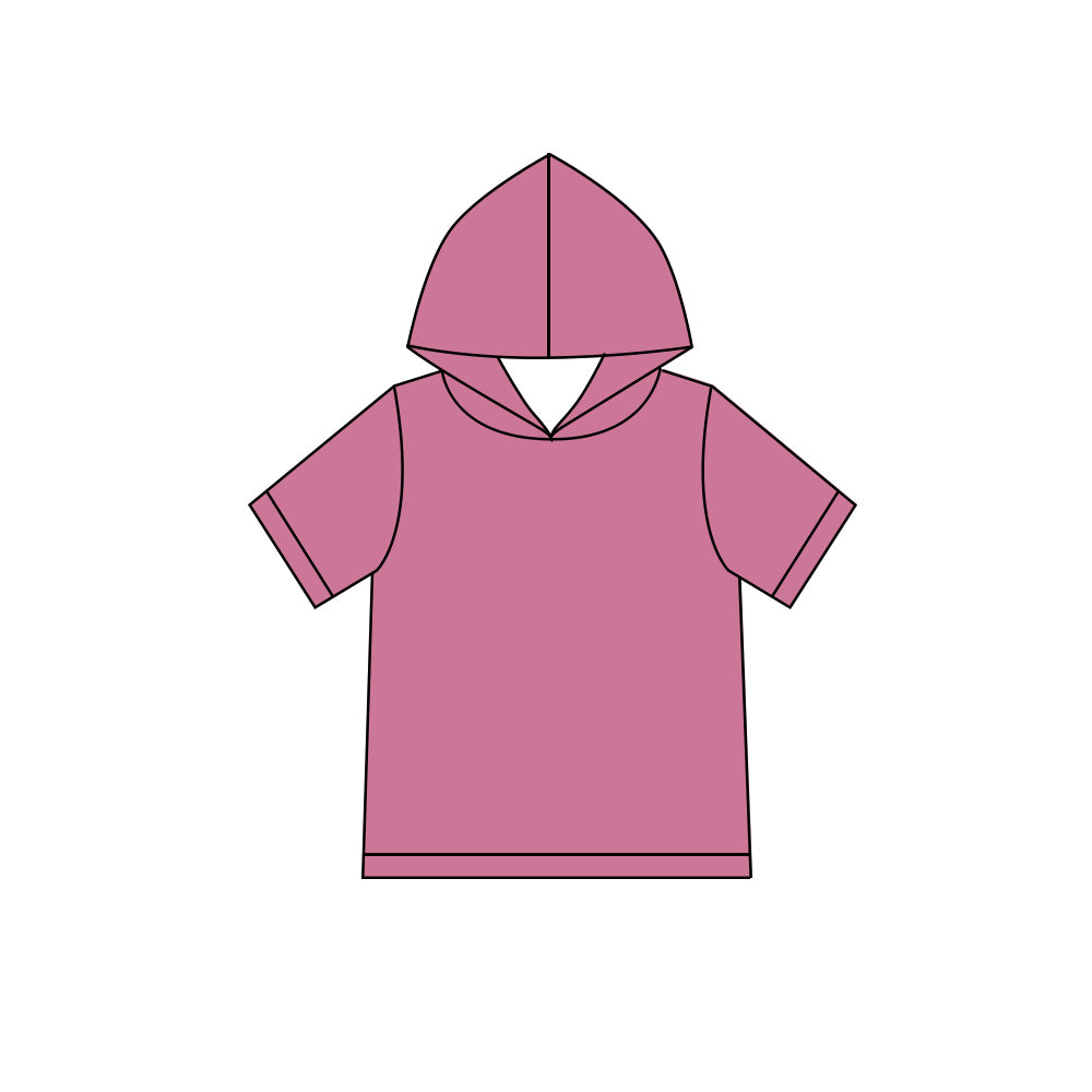 Custom moq 5 boys Blank Cotton Short Sleeve Hooded Top Mauve Pink Short Sleeve Hooded Top