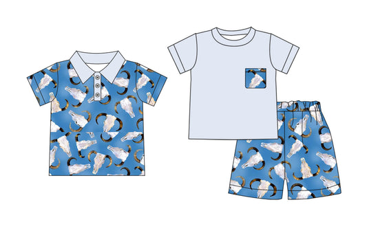 3.13 custom each style moq 5eta 4-6week Sibling Sister cow head baby boy sets and top match family design