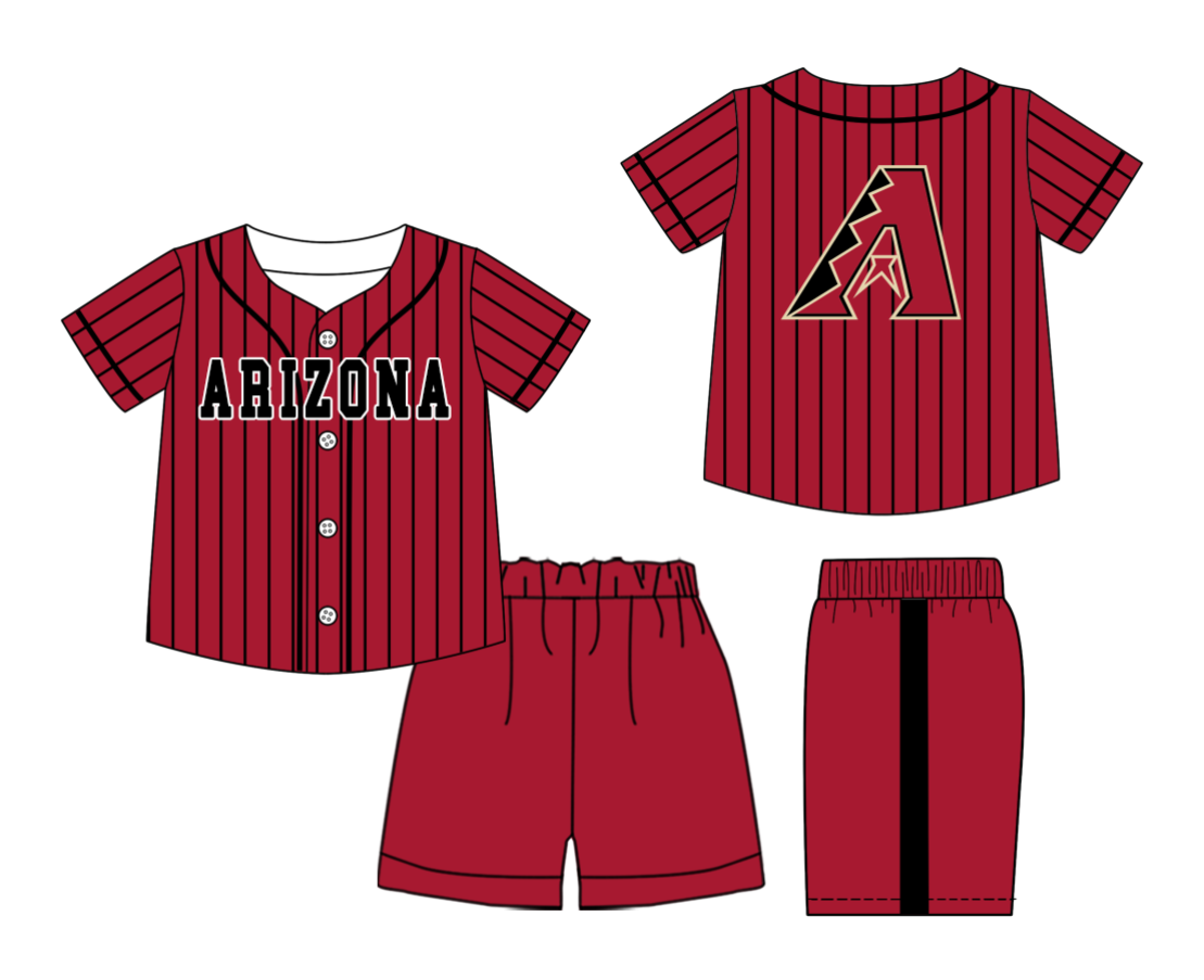 Custom moq 3 or 5 mix size milk silk summer teams baby boy clothes dark red short sleeve shorts sets-26.1.20