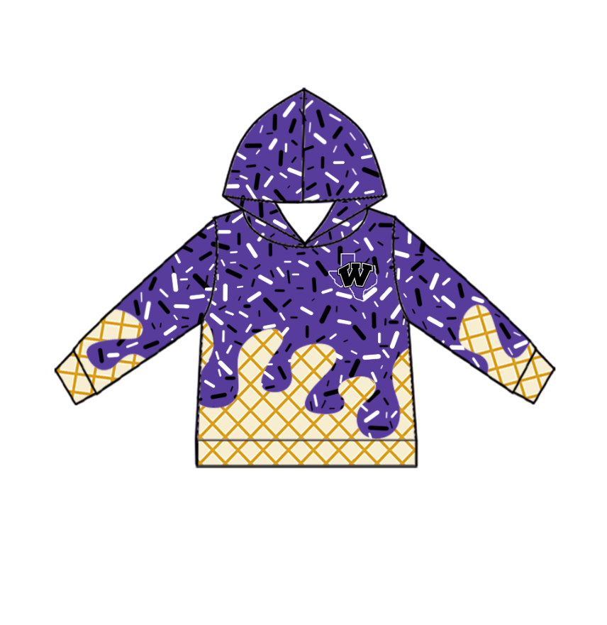 Custom moq 5 mix size milk silk summer teams baby girls clothes bow purple hooded long sleeve pants sets and boy sets and dress and hooded top and pant-25.8.18