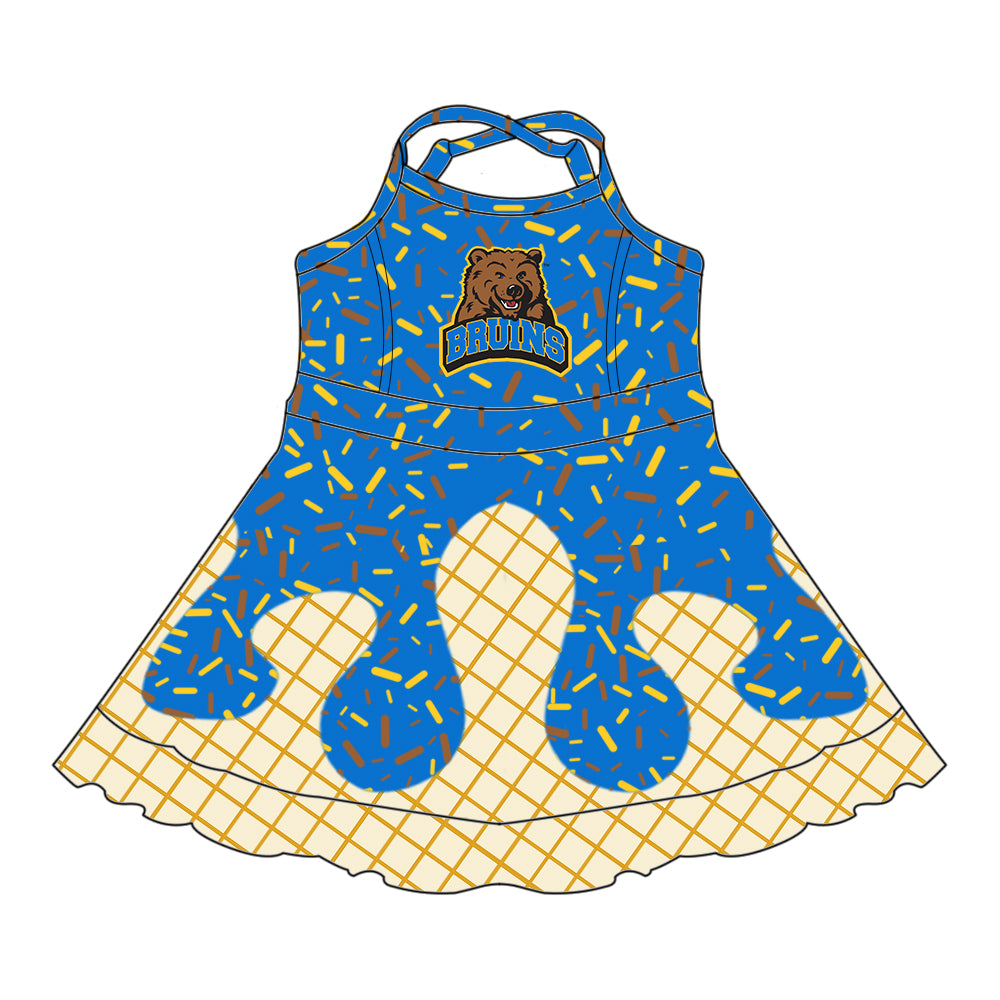 Custom summer teams baby girls clothes team dark sky blue hooded long sleeve tops and short sleeve top and dress and pants and shorts-25.6.3