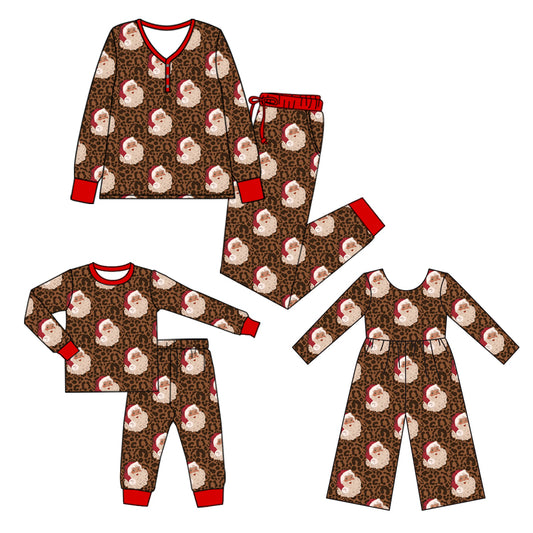25.5.21 custom each style moq 5eta 4-6week Sibling Sister Christmas leopard long sleeve pants sets and adult sets and jumpsuit match design