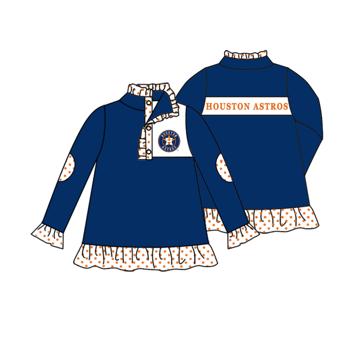 Custom moq 5 mix size milk silk summer teams Girls Navy Blue Long Sleeve Top Matching Short Sleeve Set Boys Tops