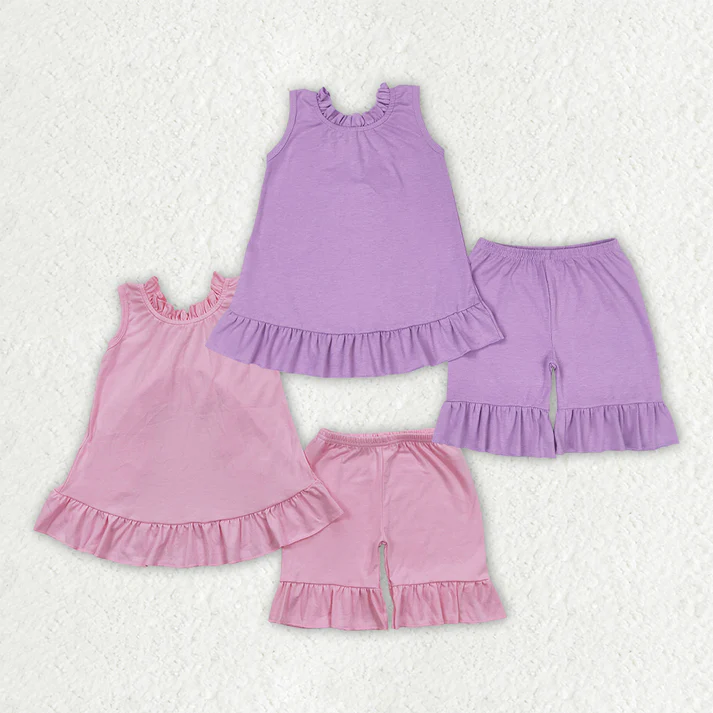 RTS NO MOQ baby girls clothes bow short sleeve Clothes Sets