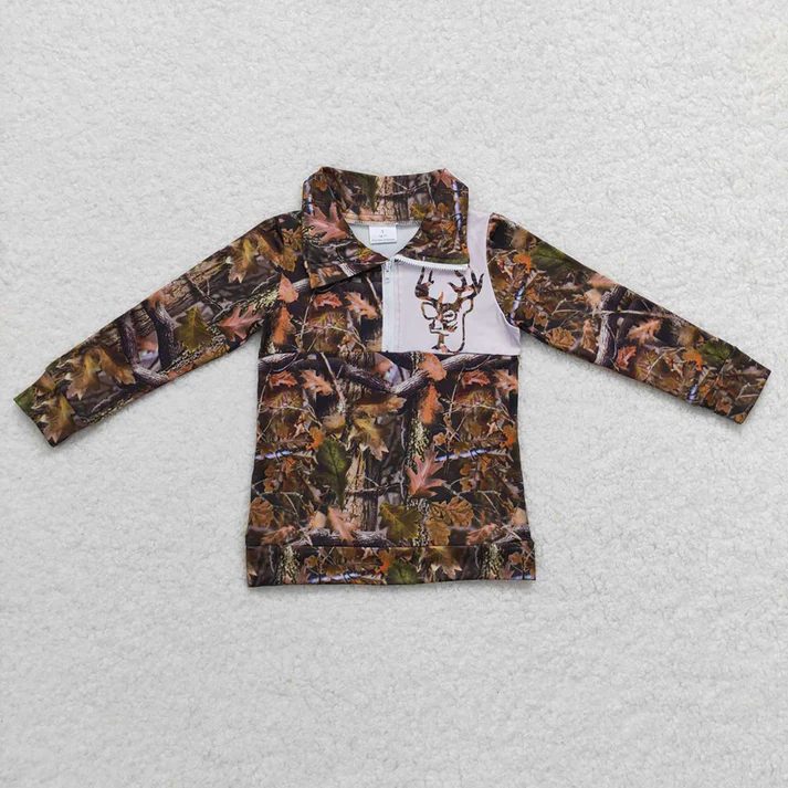 RTS NO MOQ Baby kid Camouflage deer pullover long sleeve top