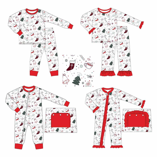 Custom moq 5 each style eta 6-7weeks baby girl clothes Christmas long sleeve pants set 2 and rompers 2-25.8.25