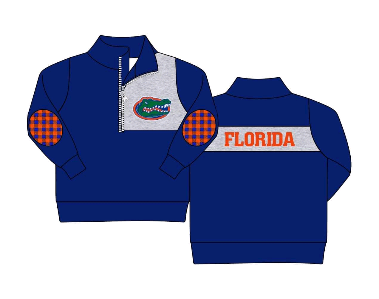 Deadline October 22 custom no moq eta 6-8weeks Sapphire blue crocodile head pattern zip-up long-sleeved top