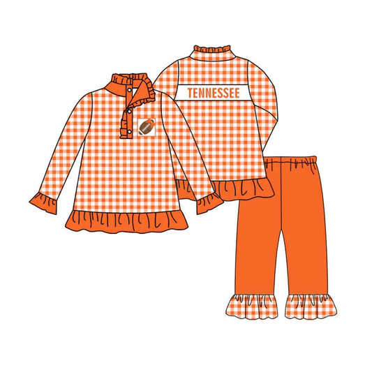 Custom moq 5 mix size milk silk summer teams baby girl clothes orange long sleeve pants sets-25.9.4