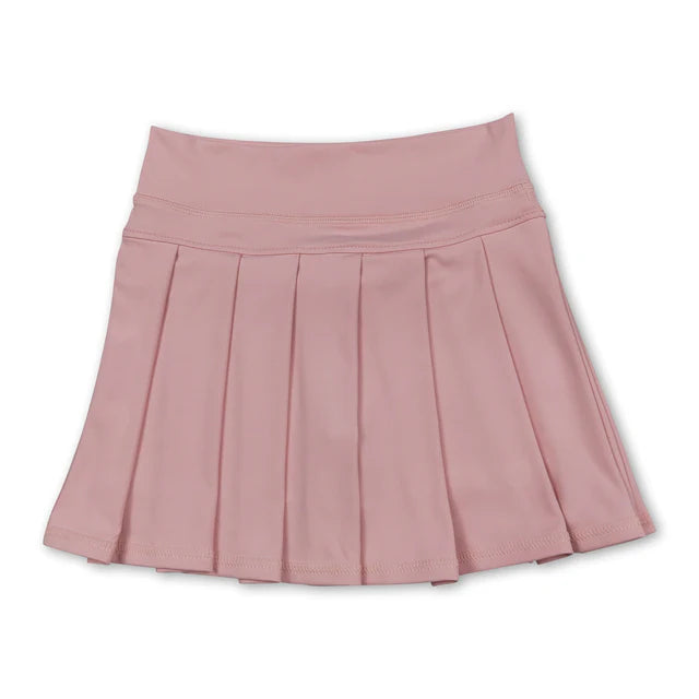 RTS NO MOQ Sibling Baby Girls Pink Yoga Skorts Pleated Skirts Bottom