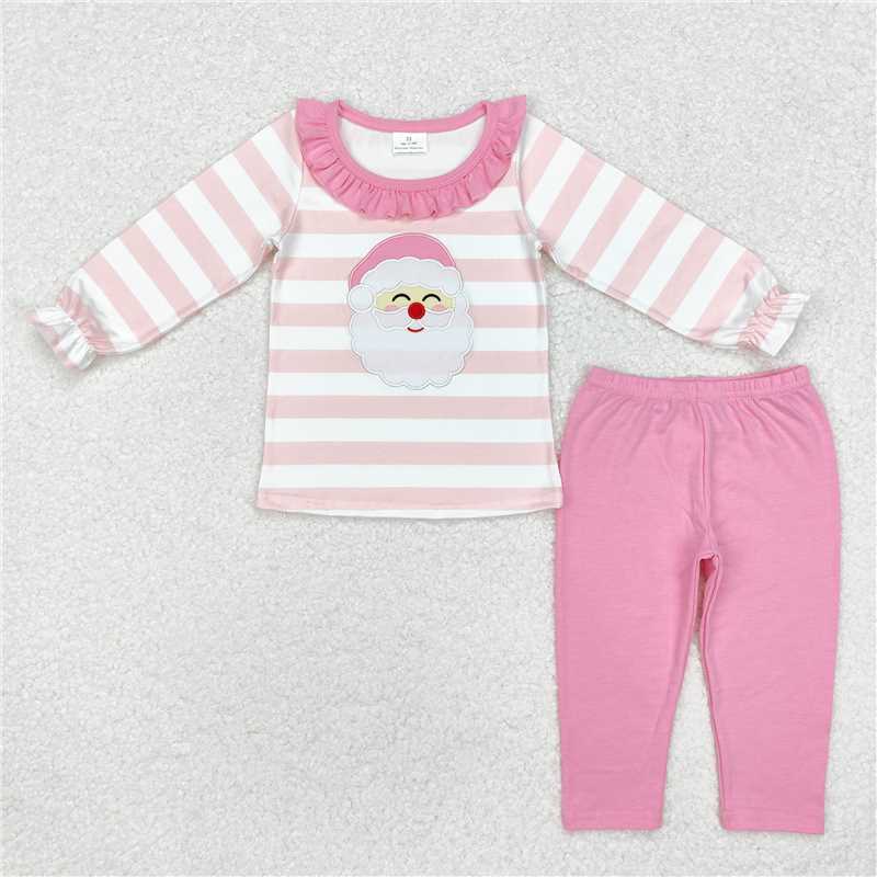 RTS NO MOQ（In Stock) GLP1739 Embroidered Christmas Long Sleeve Pants Set