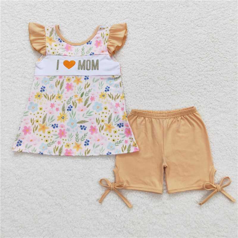 RTS Boys and girls Embroidered Short Sleeve Shorts sets dress rompers