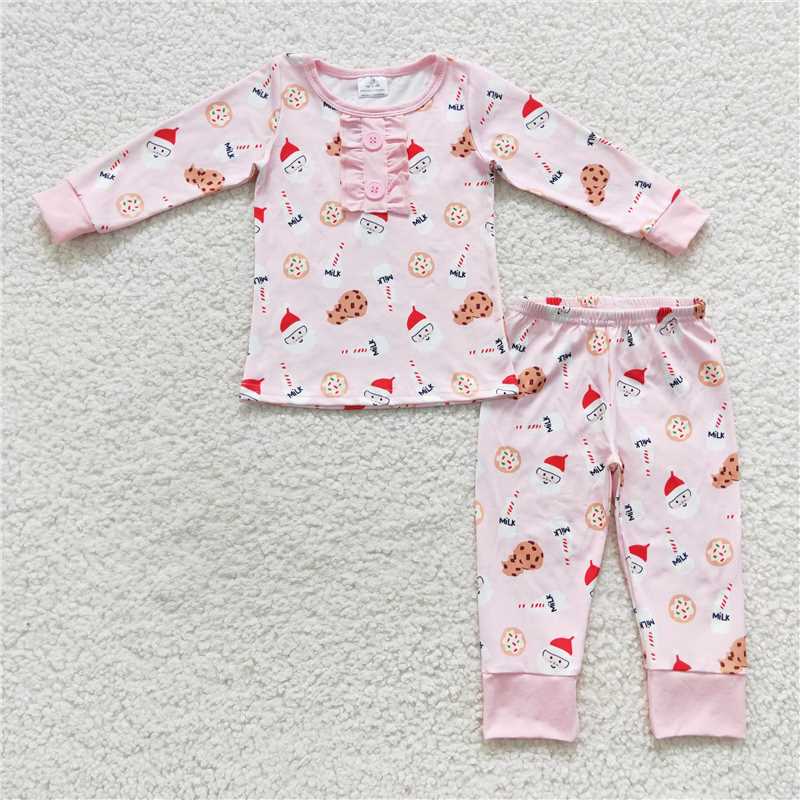 Baby Girls Milk & Cookies Santa Christmas Collection - Ruffle Zip Romper & Ruffle Button PJ Set