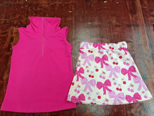 Custom moq 3 eta 6-7weeks baby girls clothes bow rose red sleeveless skirt shorts sets