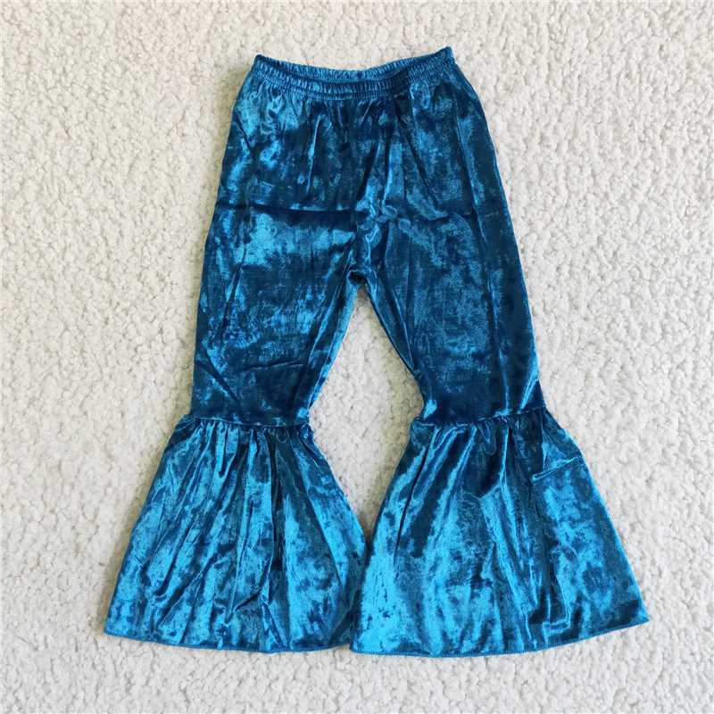 RTS NO MOQ C3-12 A6-1-1 A6-5 B3-11 A4-21-2 A7-21-1  Baby Girls Solid Velvet Flared Pants