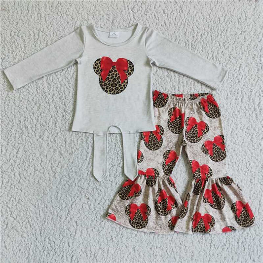 SALES  NEW Baby Valentines Leopard Headband And Bell Pants Set Cute Print Outfit for Infants Baby Girl Valentines Day Clothing