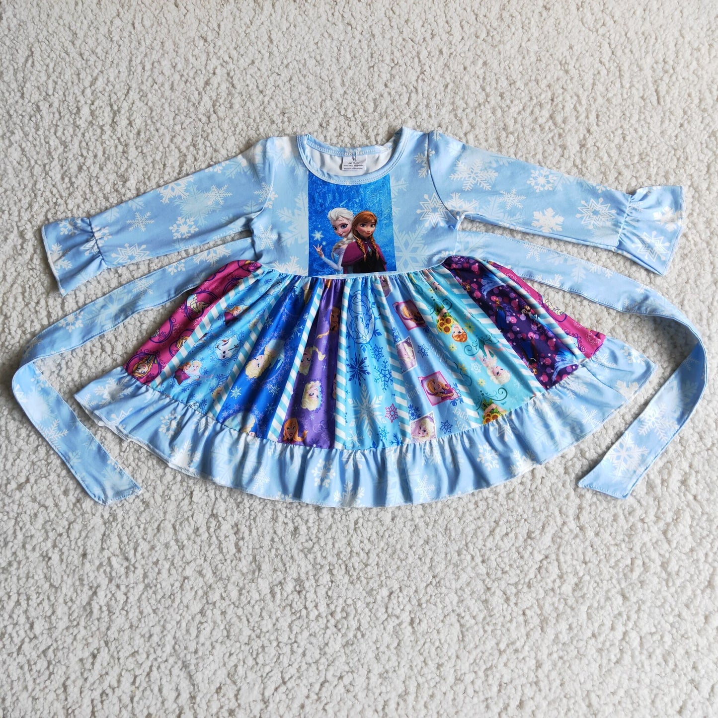 SALES  NEW Blue Kid Twirl Dresses Fro Girls Dress Children's Clothing Rotating Gown for Kids