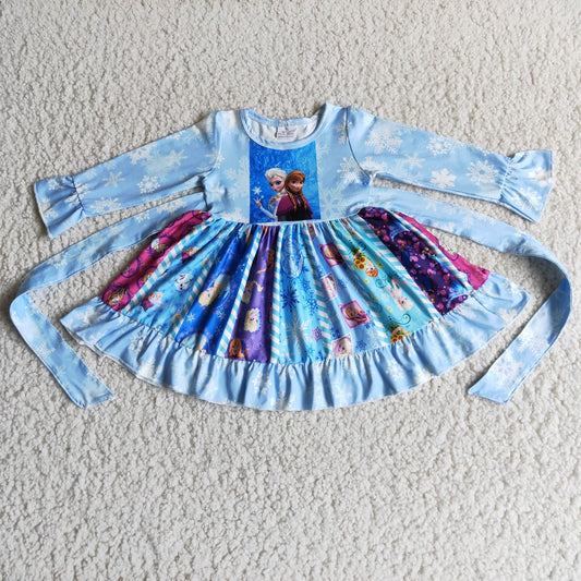 SALES  NEW Blue Kid Twirl Dresses Fro Girls Dress Children's Clothing Rotating Gown for Kids