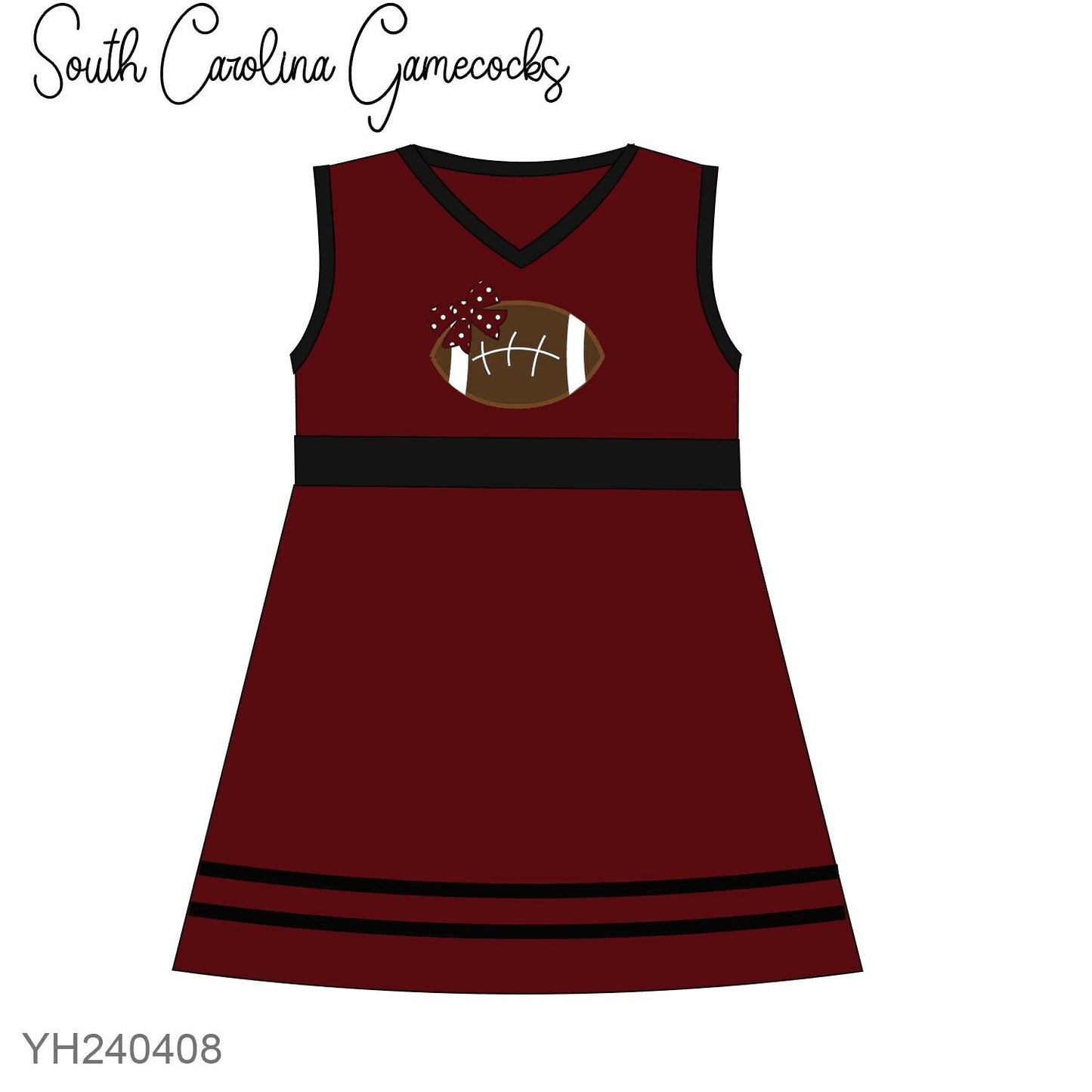 Custom MOQ 3 MIX SIZE ETA 6-7weeks team South baby girls clothes bbrick red sleeveless dress