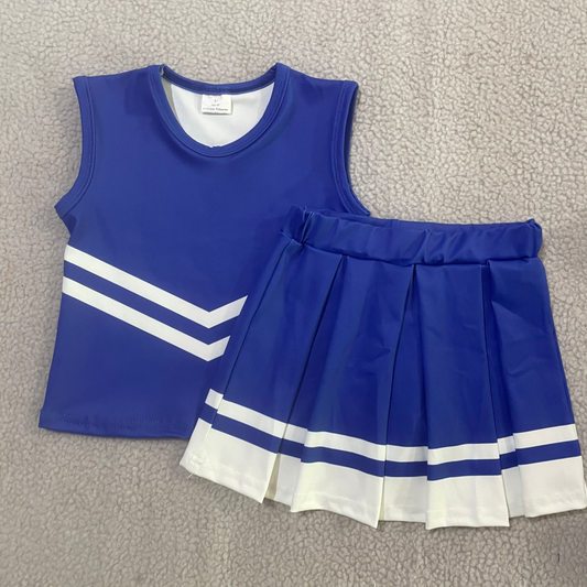 Custom moq 5 mix size milk silk eta 6-8weeks summer teams blue baby girls clothes team sleeveless skirts shorts sets-25.7.15