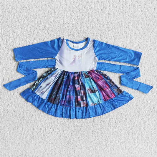 SALES NEW Baby Girls Long Sleeve Twirl Dresses with Sister Belt Elegant Rotating Gown for Little Girls