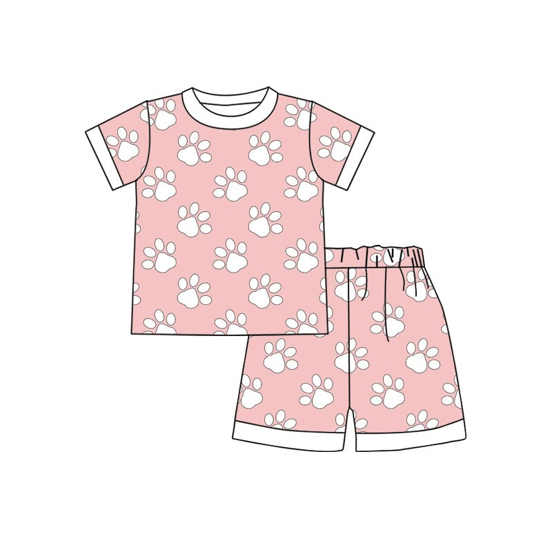 custom moq 3 Summer team boys pink top shorts pajama suit