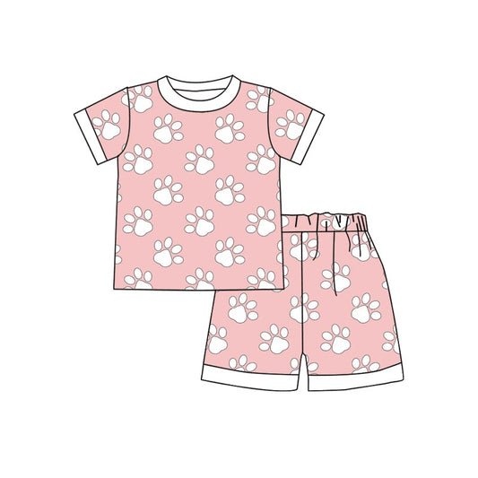 custom moq 3 Summer team boys pink top shorts pajama suit