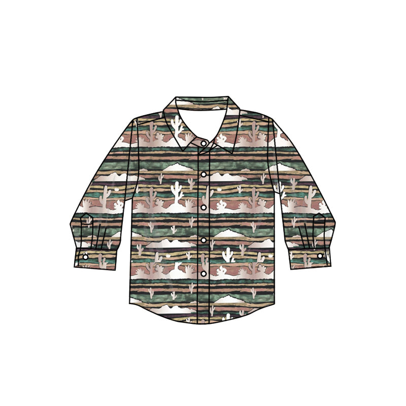 8.17 custom each style moq 5 eta 4-6week baby girls clothes catcus gray button long sleeve top