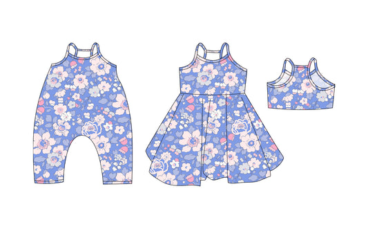 3.19 custom each style moq 5eta 4-6week Sibling Sisters floral baby girl short sleeve dress and rompers match family design