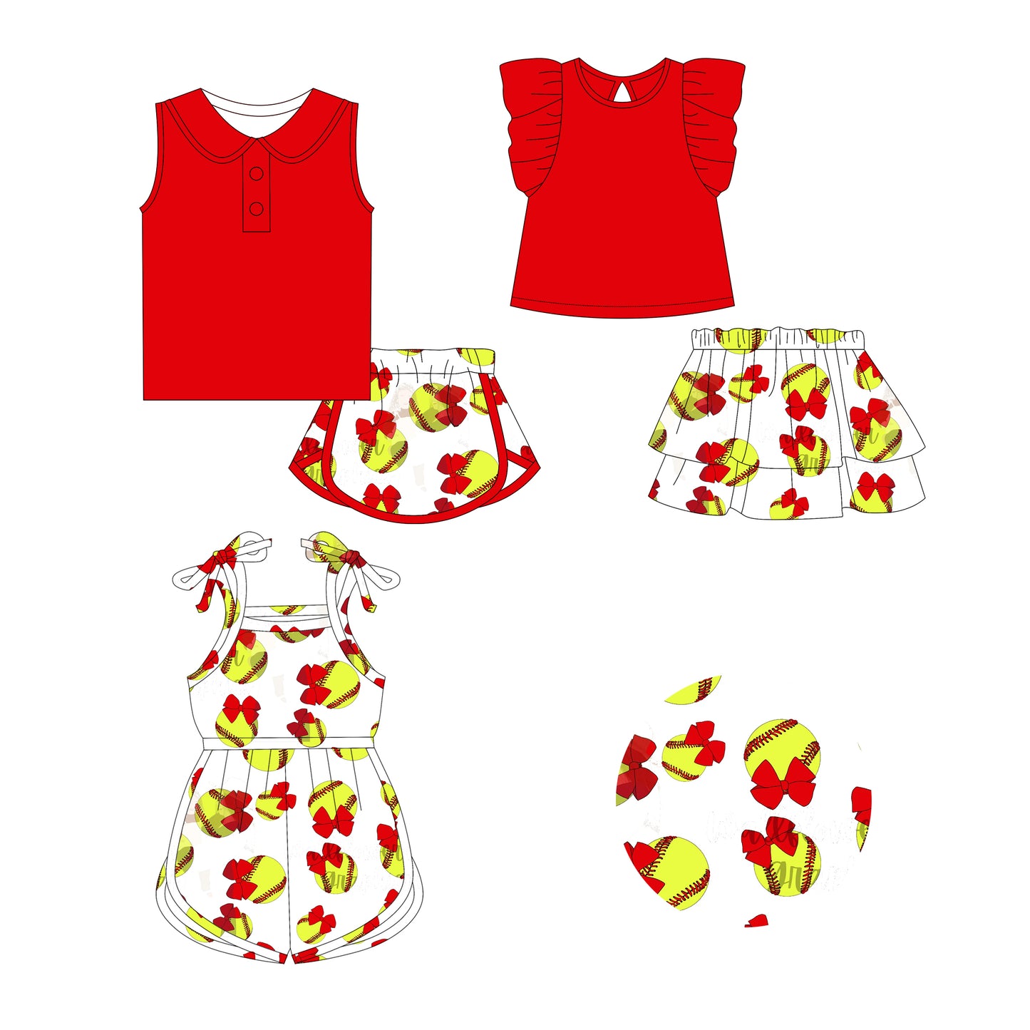 2.21 custom each style moq 5eta 4-6week Sibling Sister baseball bow baby girl sets and dress and jumpsuit match family design