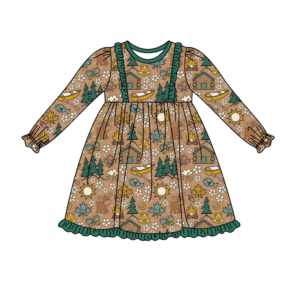 5.23 custom each style moq 5eta 4-5week Sibling Sister green girls outfits dress and baby romper match family design