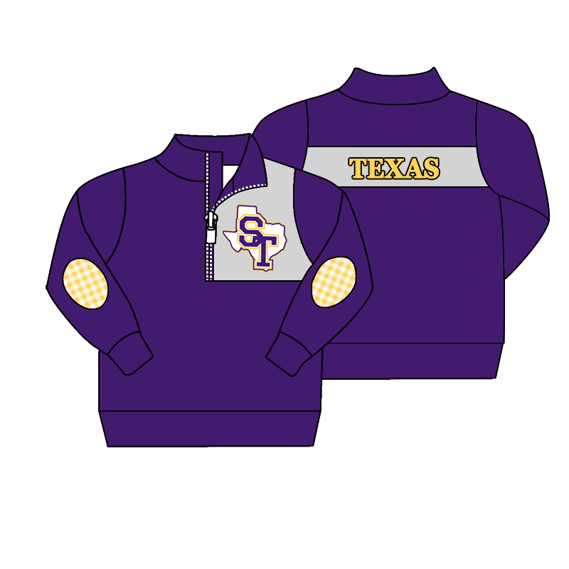 custom moq 5 mix size MSD072105 Baby Toddler Long Sleeve Quarter Zip Pullover Casual Team Top