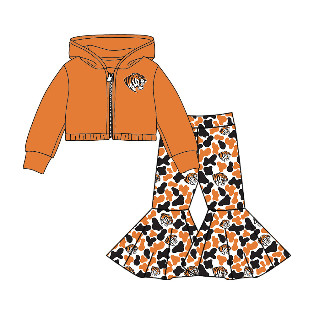 Custom moq 5 mix size milk silk summer teams baby girls clothes camouflage orange hooded long sleeve pants sets and skirts sets and dress and jumpsuit and top-25.8.6