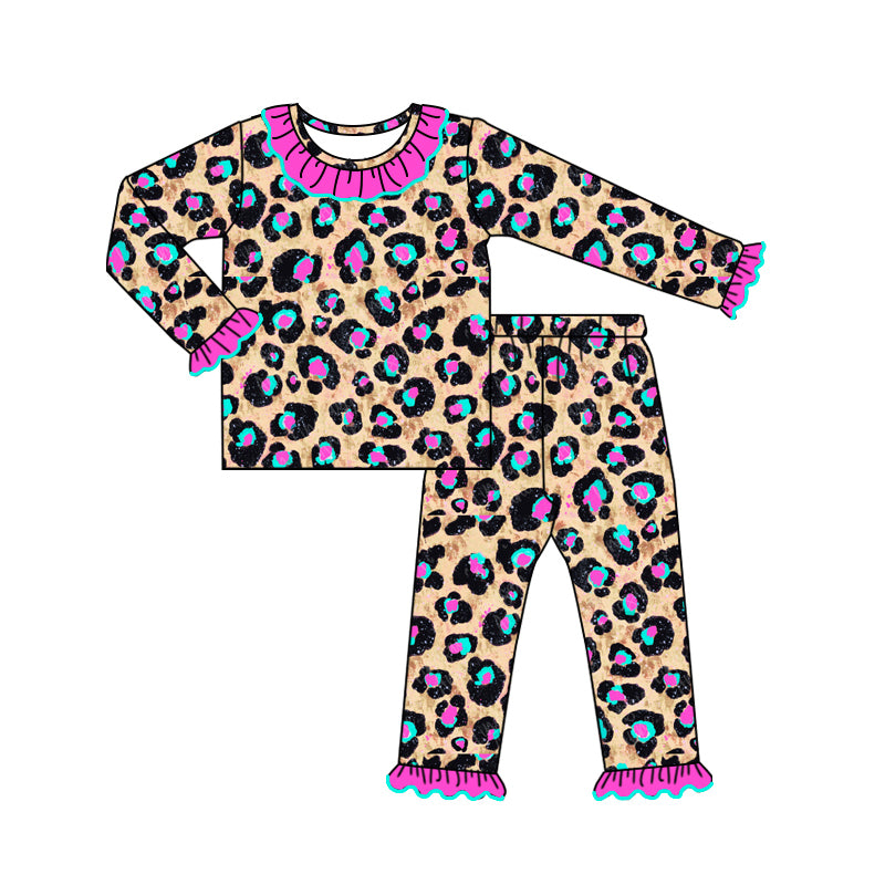 8.14 custom each style moq 5eta 4-6week Sibling Sister leopard colorful baby girl sets and dress and rompers match family design