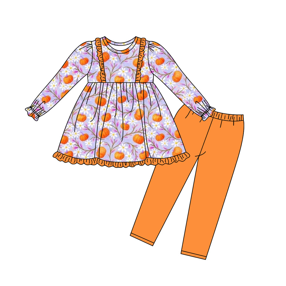 5.31 custom each style moq 5eta 4-6week Sibling Sister pumpkin pink baby girls outfits and dress and baby romper match family design