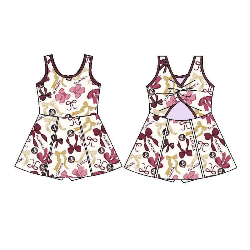 Custom moq 5 mix sizes summer teams baby girls clothes team brick red short sleeve skirts shorts sets dress 1 and dress 2 and dress 3 and dress 4-25.5.15