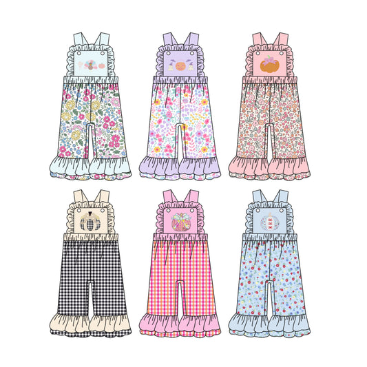 25.6.17 custom each style moq 5eta 4-6week Sibling Sister Halloween baby girl short sleeve jumpsuit 1 and jumpsuit 6 match design