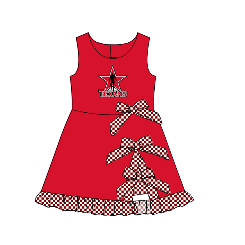 custom moq 5 mix size MSD070805 Baby Girls Summer Checked Bows Yoga Short Scallop Knee Length Active Dress