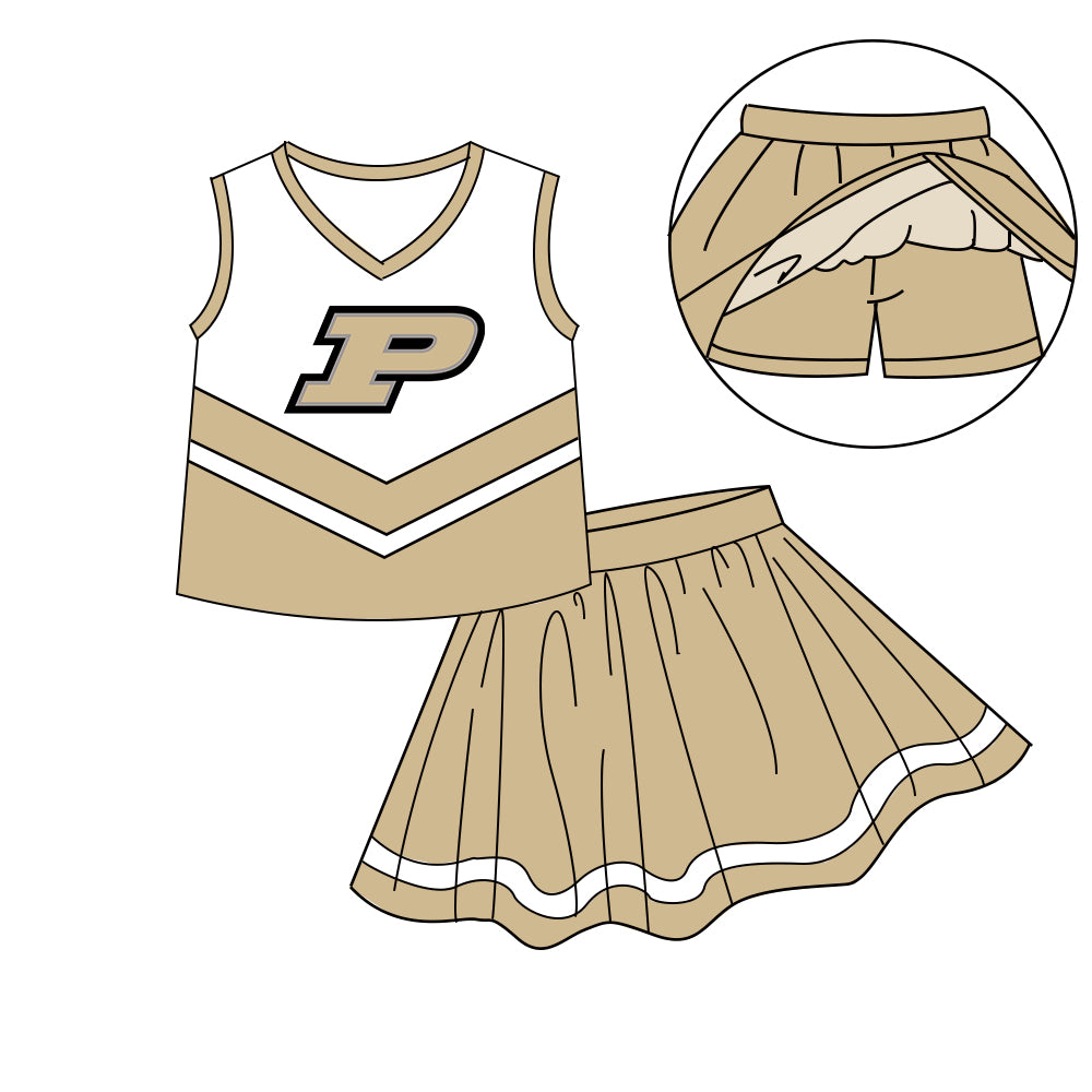 Custom moq 5 mix size milk silk eta 6-8weeks summer team khaki baby girls clothes team sleeveless skirts shorts sets-25.7.10