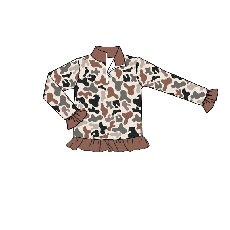 9.2 custom each style moq 5 eta 4-6week baby girls clothes camouflage long sleeve top