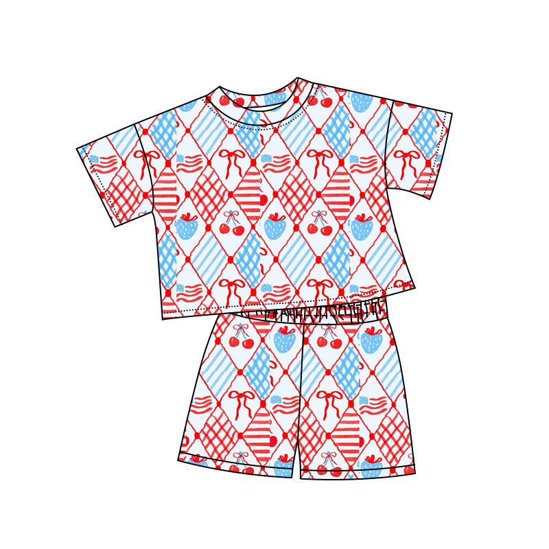 4.10 custom each style moq 5eta 4-6week Sibling Sister baby girls short sleeve set 1 and set 5 match design