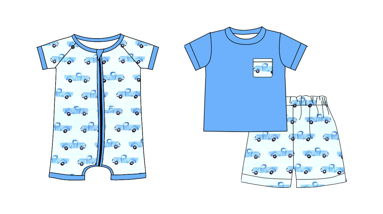 25.11.11 custom each style moq 5 eta 6-8 week Sibling Sister blue baby boy short sleeve shorts sets and boy rompers match family design