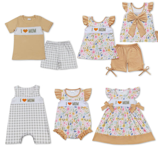 RTS Boys and girls Embroidered Short Sleeve Shorts sets dress rompers