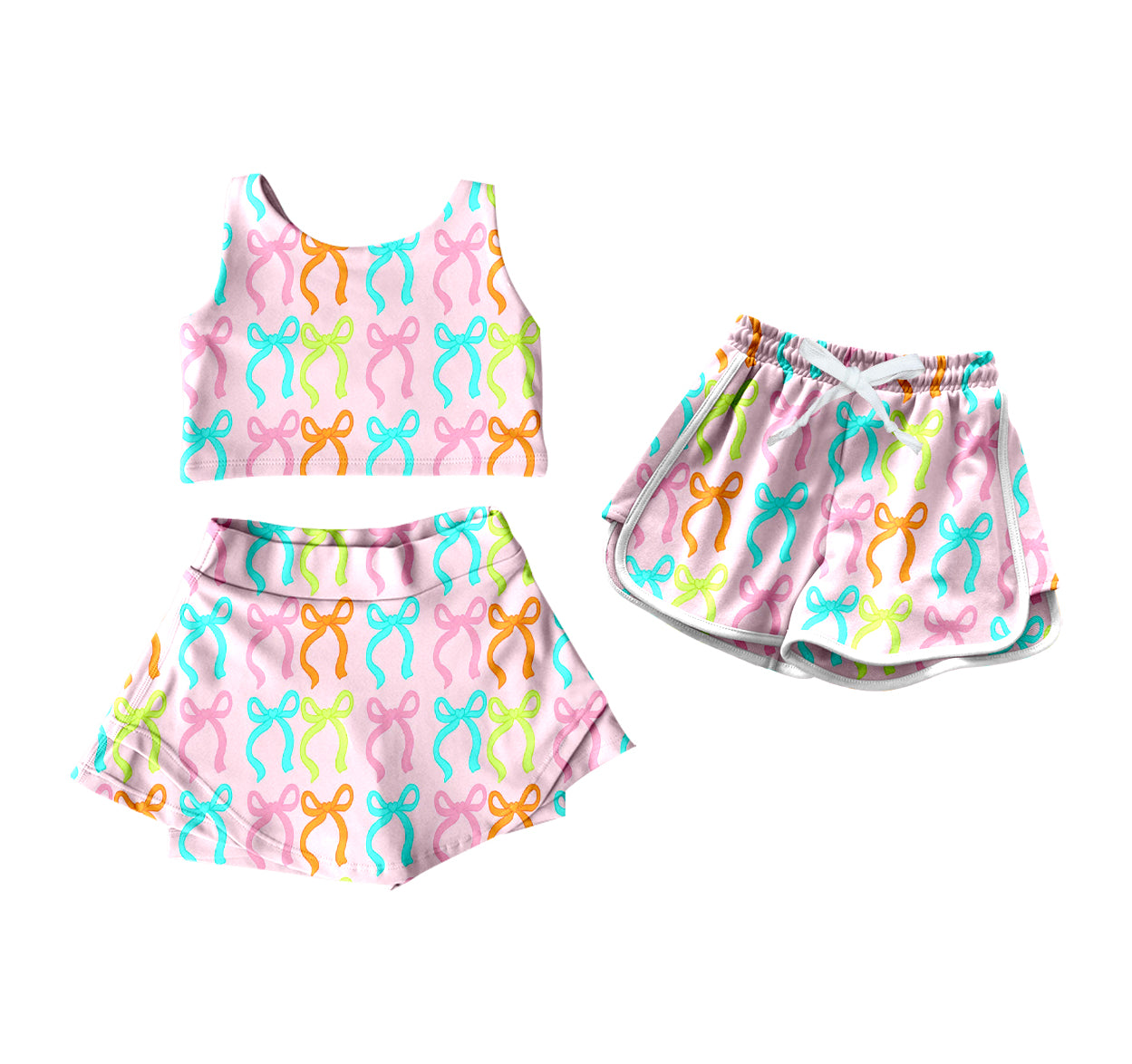 4.17 custom each style moq 5eta 4-6week Sibling Sister bow baby girls clothes Short sleeve yoga dress and shorts match family design